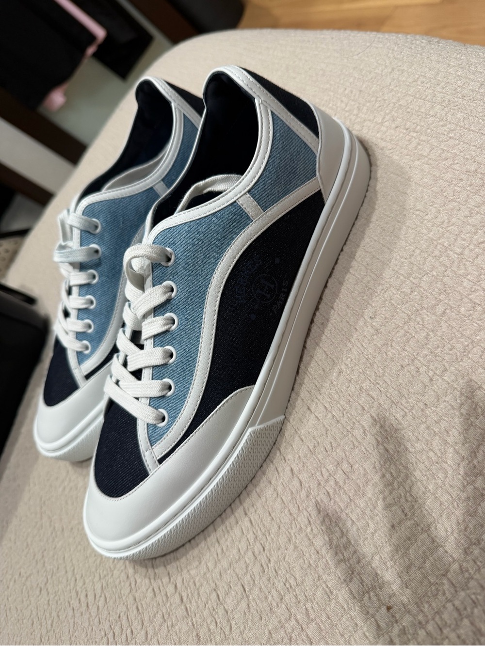 Hermes Multicolor Men's Low-Top Sneakers — Light Blue & Navy - Picture 2 of 5